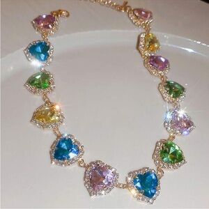 New Colorful Heart Shaped Necklace With Rhinestone